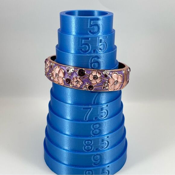 Danbury Mint Cherry Blossom Copper Magnet Bangle Bracelet Hinged Enamel Purple - Picture 6 of 8